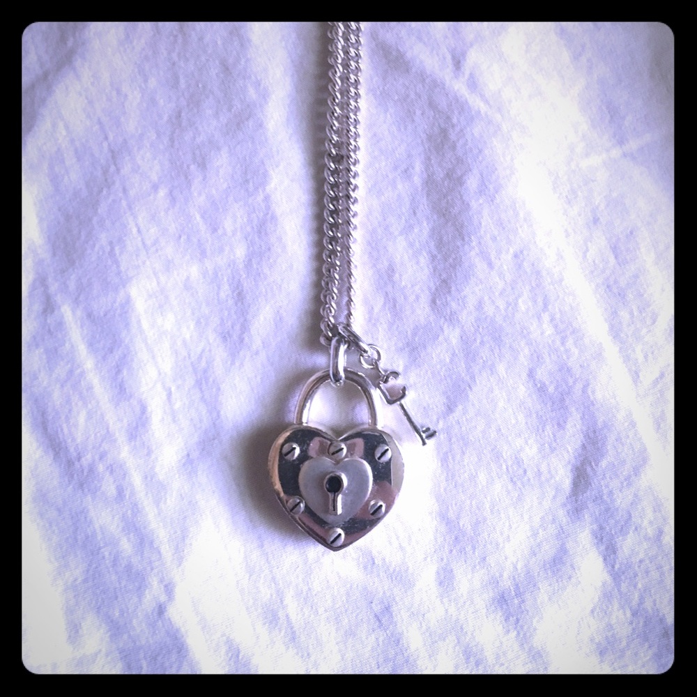 Coach Sterling Silver Padlock Heart Key Necklace